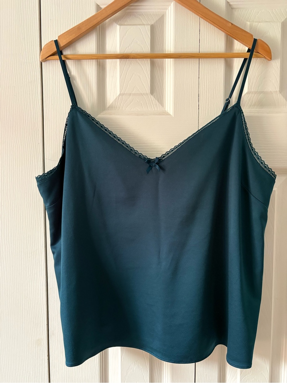 Twik Lace-Trim V-Neck Cami Tank Top - Teal